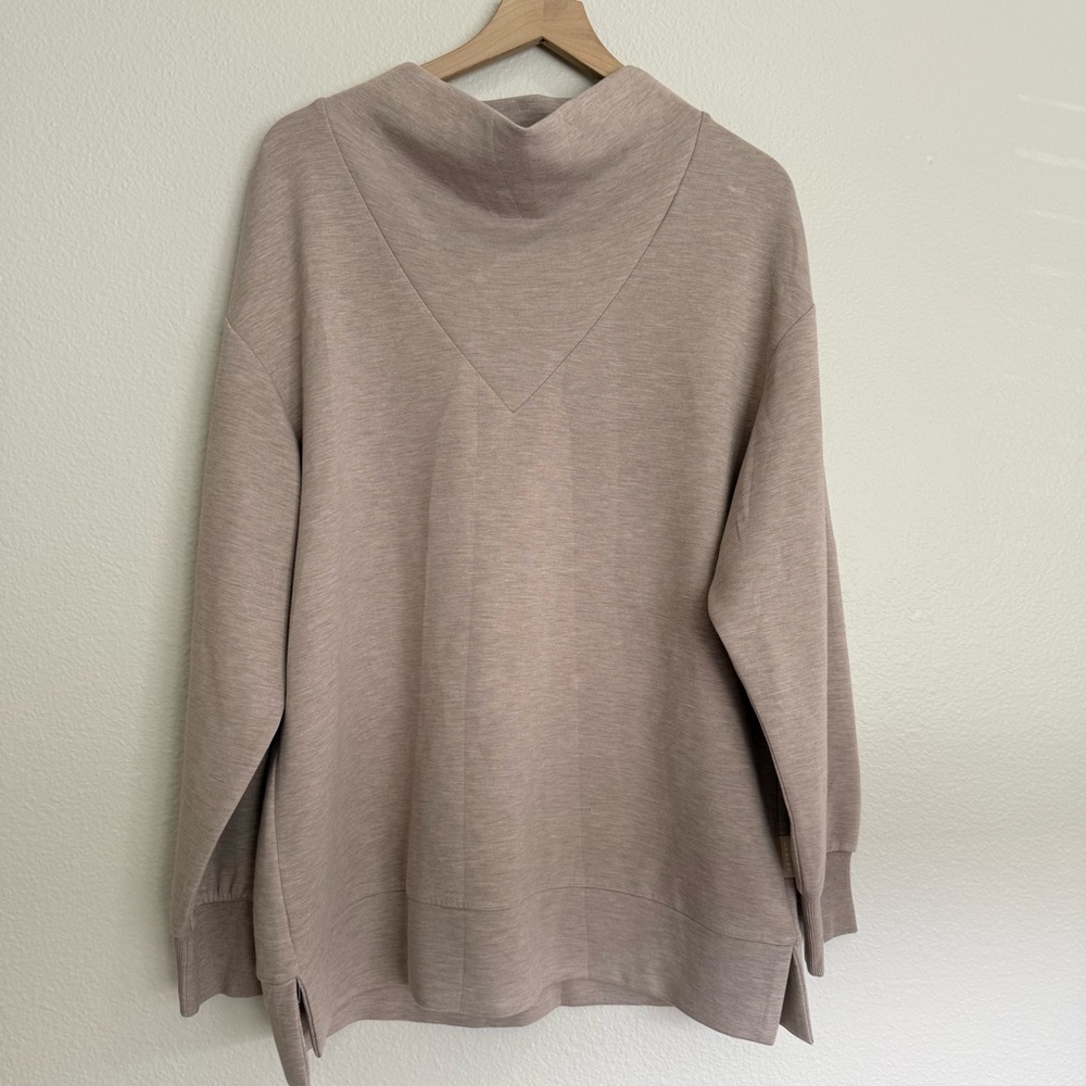 Varley Modena Longline Sweat Pullover, Taupe Marl, size L - Picture 4 of 7